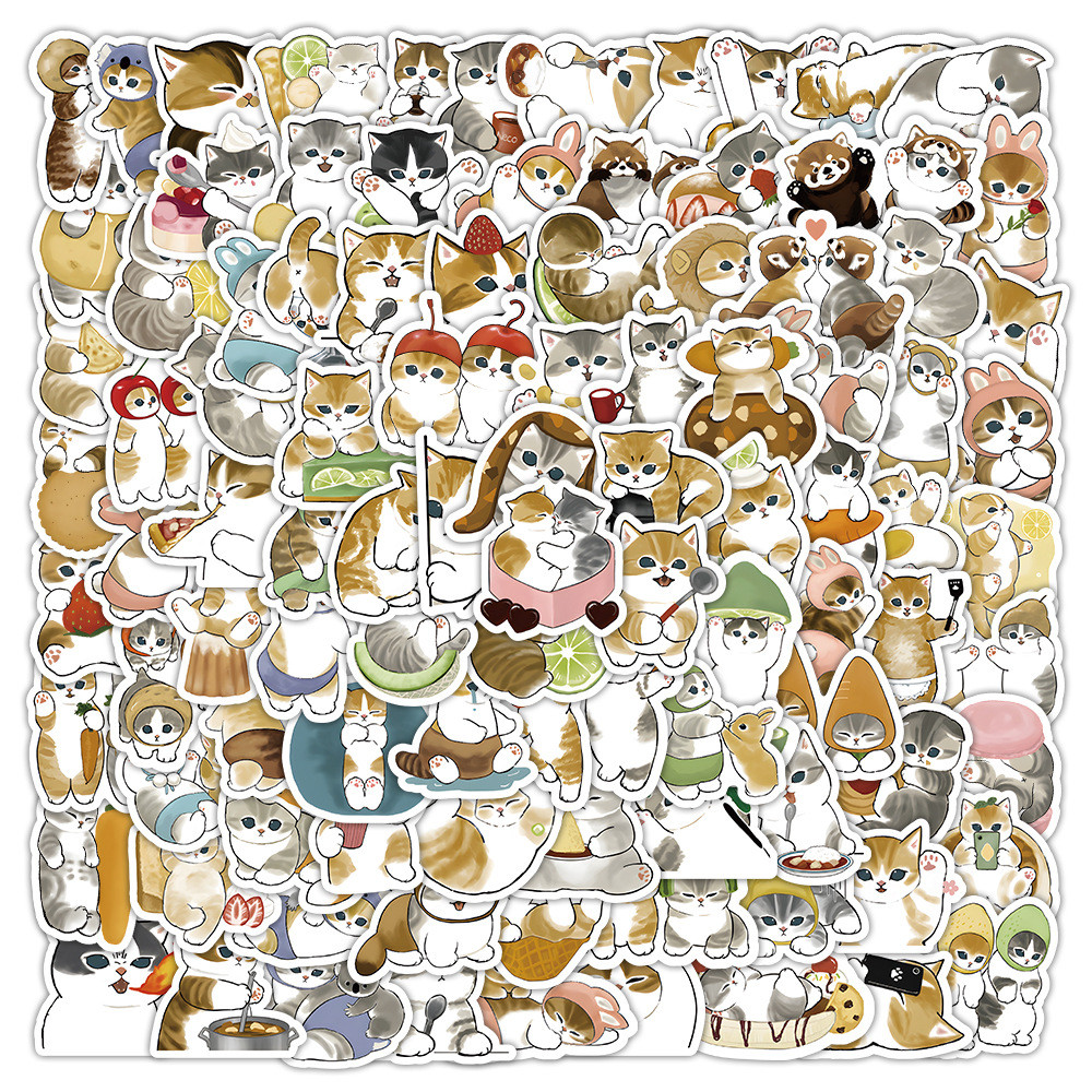 100 ชิ้นแมวน่ารักการ์ตูน Doodle สติกเกอร์ - ตกแต่งสําหรับรถยนต์/กระเป๋าเดินทาง/กีตาร์ - Cross-border Hot Item