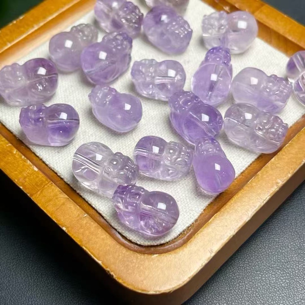 ธรรมชาติ Amethyst Lavender Pixiu ประมาณ 17 ~ 19 มม.แกะสลักชิ้นเครื่องประดับน่ารักเครื่องประดับทําด้ว