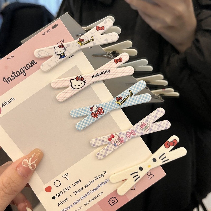 Kawaii Sweet Girly KT Cat Hairpin น่ารักการ์ตูนนักเรียน Bangs ด้านข้างคลิป Ins มูลค่าสูง เครื่องประดับผม