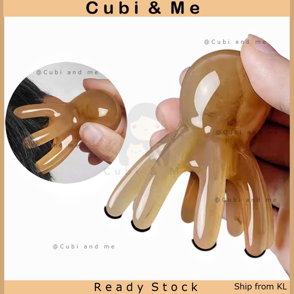 C&M Octopus นวดศีรษะหวีธรรมชาติเรซิ่น Gua Sha นวดคอกลับแขน Belly HEAD นวด