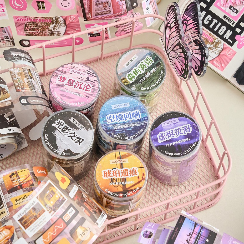Journamm 60 มม.* 2 M Self-กาวสติกเกอร์เทปตกแต่ง Junk Journal DIY Scrapbooking Junk Journal Collage ไดอารี่เทปสติกเกอร์