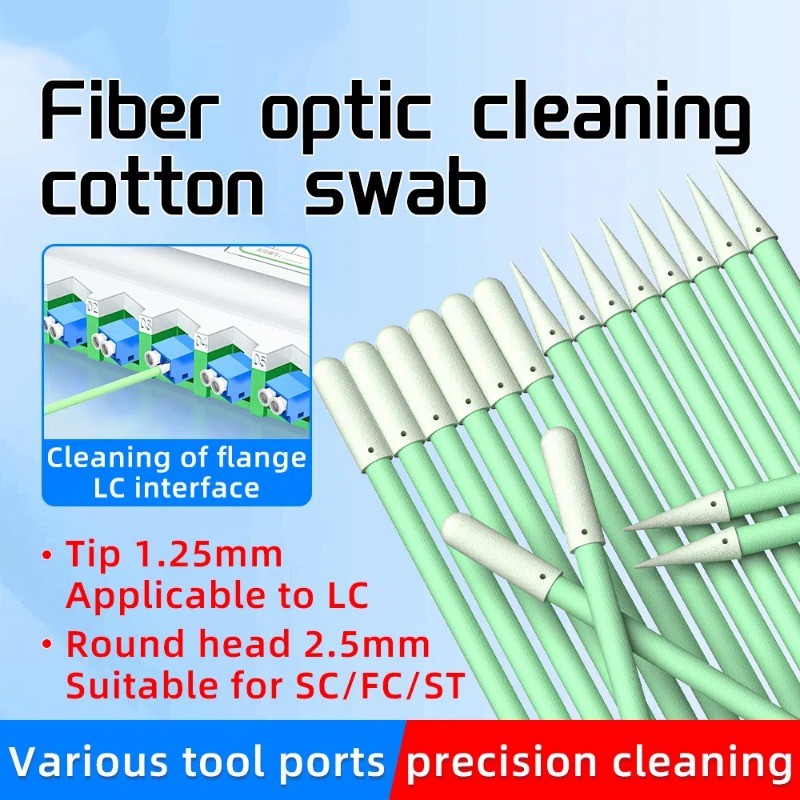 ไฟเบอร์ออปติกทําความสะอาด Sticks ไฟเบอร์ออปติก Swabs สําหรับ 1.25 มม./2.5 มม.LC/SC/FC/ST Connectors 100PCS เส้นใยทําความสะอาด Rod FTTH เครื่องมือ