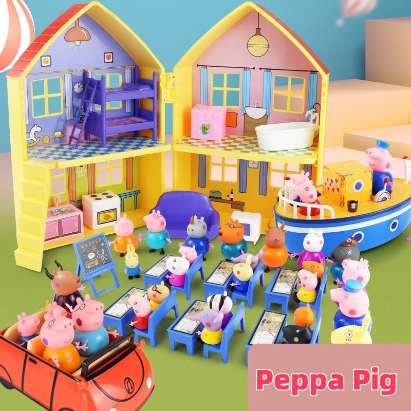 🚚ส่งสินค้าทันที🚚Peppa Pig ของเล่น Play House สวนสนุกสนามเด็กเล่นปราสาทซุกซนรถปิคนิค รถโรงเรียนของเล่นสวน