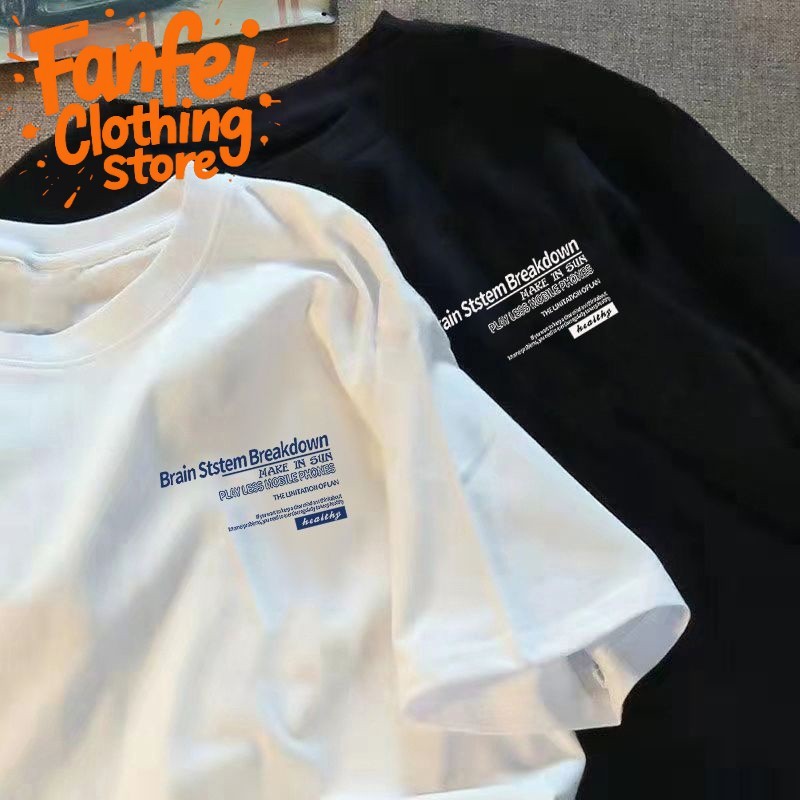 เสื้อคู่รักชายหญิงเกาหลี oversize สวมใส่สบาย สไตล์คลาสสิก พิมพ์ลายตัวอักษร เสื้อยืดโอเวอร์ไซส์ผู้ชาย ตัวใหญ่1