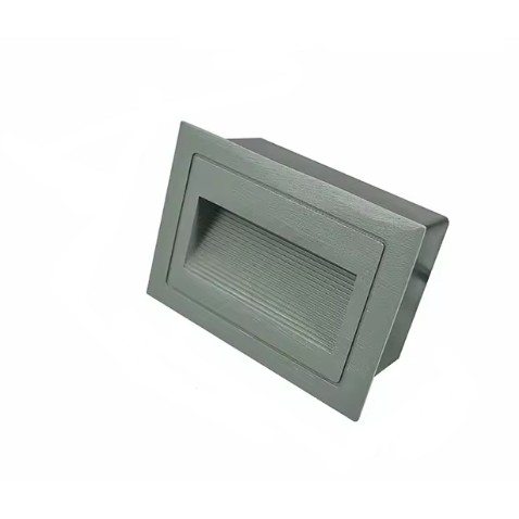 Step Light, Aluminum in Gray, LED 5W 3000K, Driver Build In, IP65, Size D162x105xH60 mm.