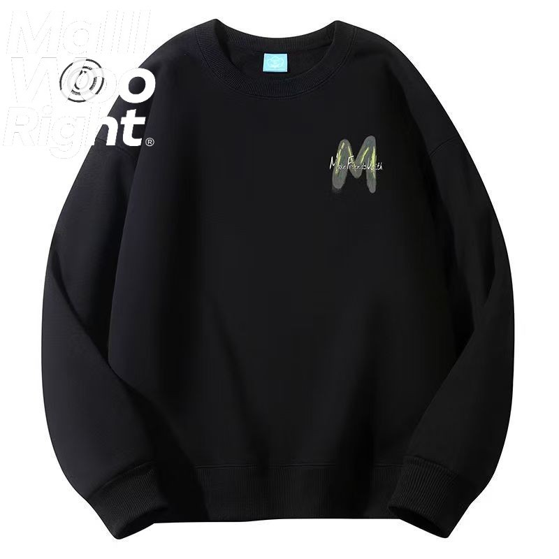 Woo Right เสื้อสเวตเตอร์คอตัน/คอกลม (ไม่มีหมวก) แขนยาว พิมพ์ลาย เรียบง่าย ใส่สบาย