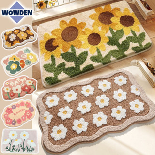 พร้อมส่ง พรม พรมปูพื้น พิมพ์ดอกไม้ 40×60cm นิ่มสบาย ดูดซับน้…