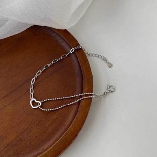 สร้อยข้อมือโซ่ สไตล์เกาหลี ตกแต่งรูปหัวใจ  สำหรับผู้หญิง พร้…