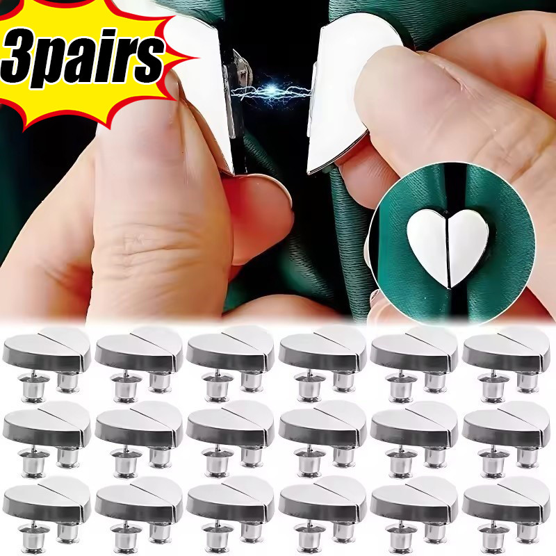 ผ้าม่านอัลลอยด์พรีเมี่ยมแม่เหล็ก Snaps รูปหัวใจ, ตัวยึดแบบถอดได้สําหรับการจัดเก็บผ้าม่านและควบคุมแสง, การติดตั้งแบบคลิปออนง่าย (ชุด 3 คู่)