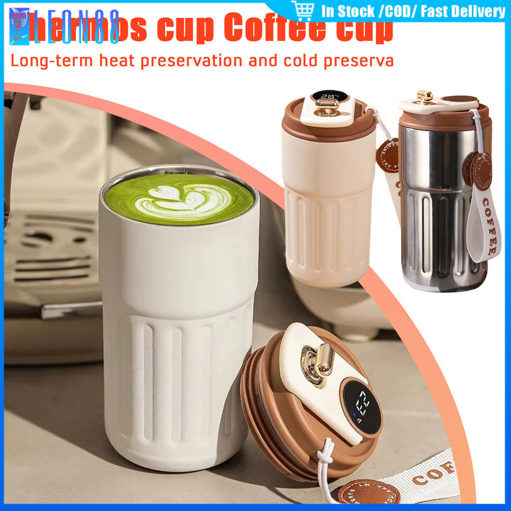 ของมาใหม่！450ML.แก้วกาแฟสเตนเลส 316เก็บความร้อน แก้วน้ำใส่กาแฟ มีจอแสดงอุณหภูมิ LED