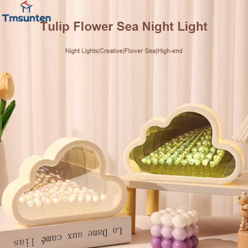 ชุดกระจกเมฆ DIY แฮนด์เมด ไฟกลางคืนรูปทิวลิปรูปดอกทะเลสำหรับของขวัญวันเกิดสุดสร้างสรรค์ Tmsunten