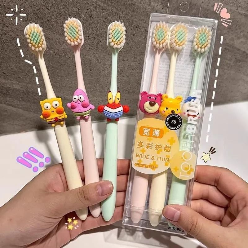 น่ารัก SpongeBob SquarePants แปรงสีฟันขนนุ่ม Super Soft Spiral Bristle แปรงสีฟันหัวกว้าง Creative Coup