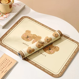 🏷️[Home]🐻 แผ่นรองจาน หนังPU 30*45 กันน้ํา แผ่นรองแก้ว ที่รองจาน&ที่รองแก้ว บนโต๊ะอาหาร ทนความร้อน🐻 ลายหมี Bear สุดน่ารัก