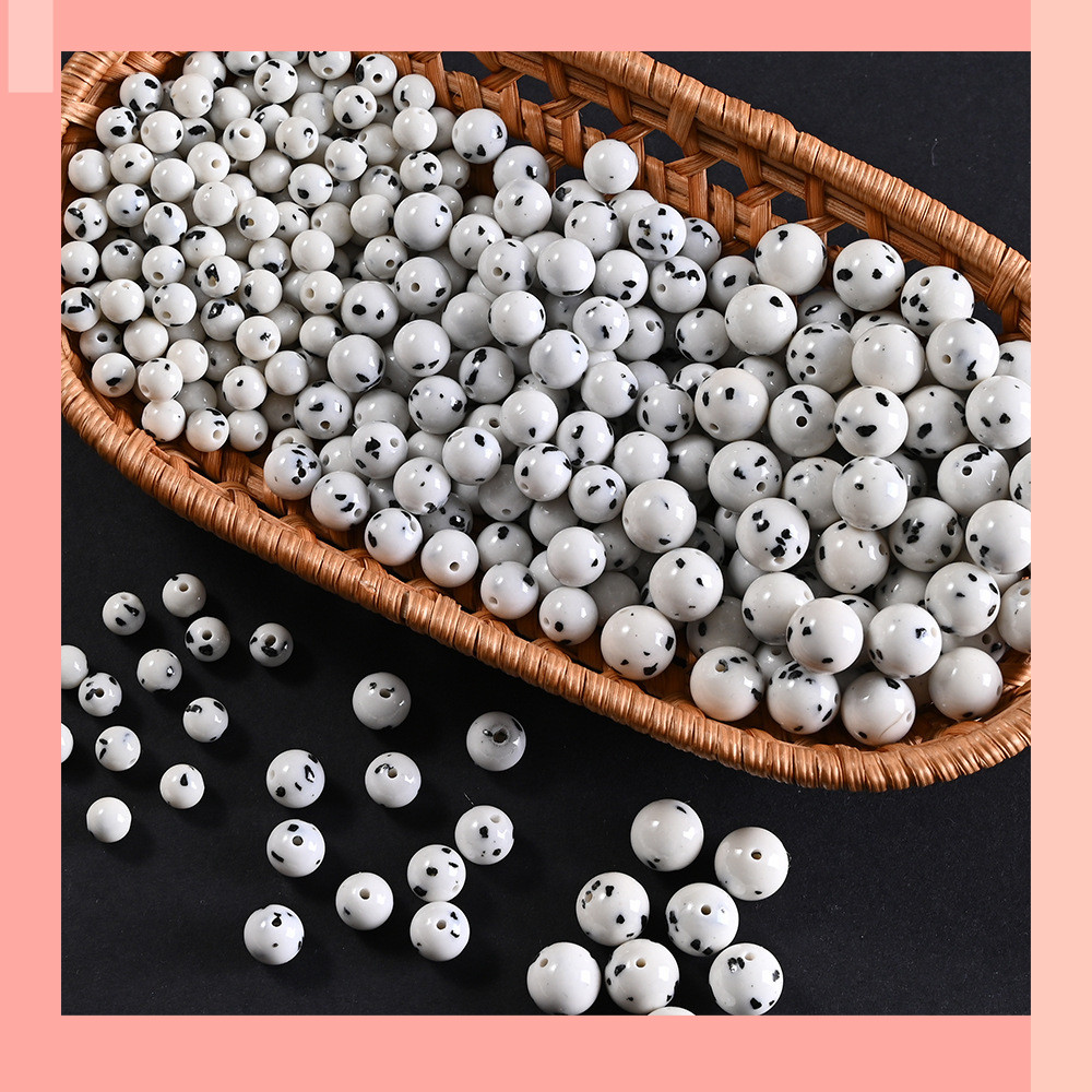 [JIN] Cow Dot หินธรรมชาติ Semi-precious Stone Retro diy Beaded