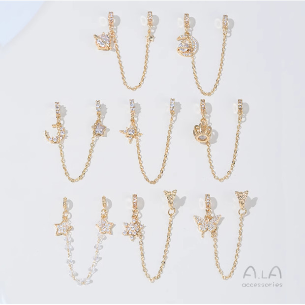 ❤️เครื่องประดับ DIY โซ่ความปลอดภัย จี้ดาว พระจันทร์ เกล็ดหิมะ เคลือบทอง 14K สําหรับสร้อยข้อมือ สร้อยคอ กําไลข้อมือ [โซ่ขยาย]</result>