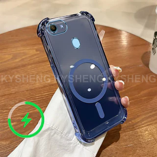 เคสสําหรับ OPPO F7 F5 เคสโทรศัพท์ TPU ชาร์จแม่เหล็กสี่มุมป้องกันการตกนิ่มโปร่งใส WBQ