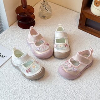 สาวเจ้าหญิงรองเท้านิ้วเท้าหมวกลูกไม้หวานเด็กรองเท้าลําลองตาข…