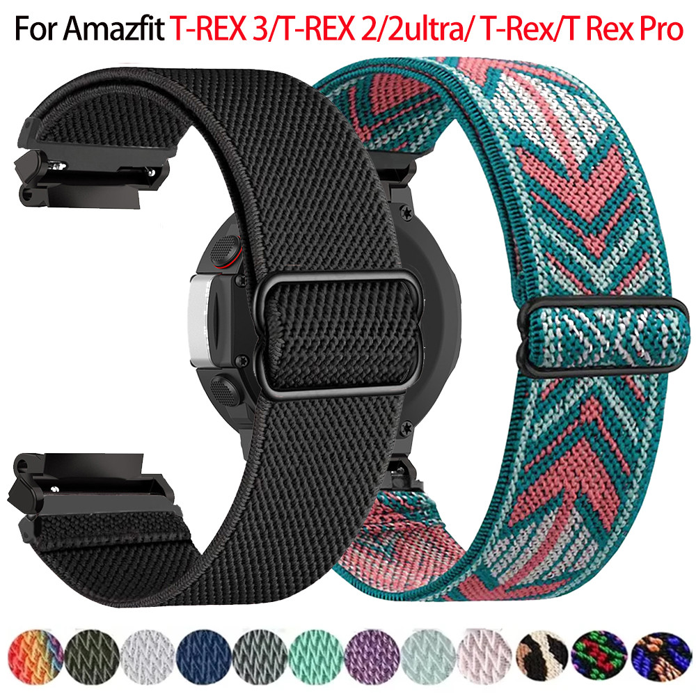 สายไนลอนยืดหยุ่นใหม่สําหรับ Huami Amazfit T-Rex 3/2 สมาร์ทวอท์ชสร้อยข้อมือกีฬาสําหรับ Xiaomi Amazfit T-Rex/T Rex Pro 2 Correa