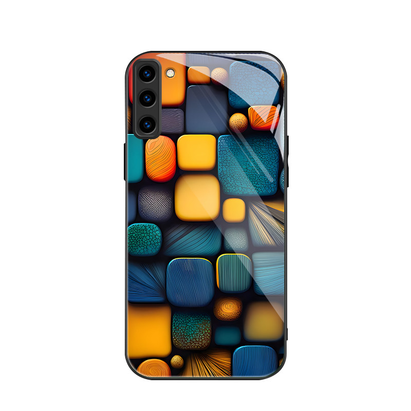 สําหรับ Samsung Galaxy S21 FE&Samsung S21 FE 5G , สี่เหลี่ยมเล็กสีสันสดใส, บุคลิกภาพอินเทรนด์, เคสป้องกันโทรศัพท์ป้องกันการตก