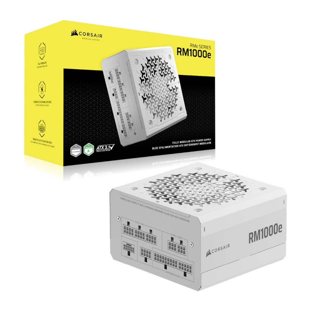 CORSAIR RM1000e White 1000W POWER SUPPLY 7 Year Warranty Cybenetics Gold (CP-9020294-NA)