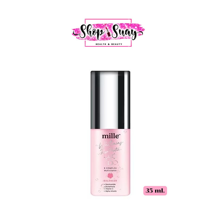 ** 1 หลอด ** MILLE WHITENING ROSE PEPTIDE 9 COMPLEX BALANCER 35 ml. มิลเล่ น้ำตบ