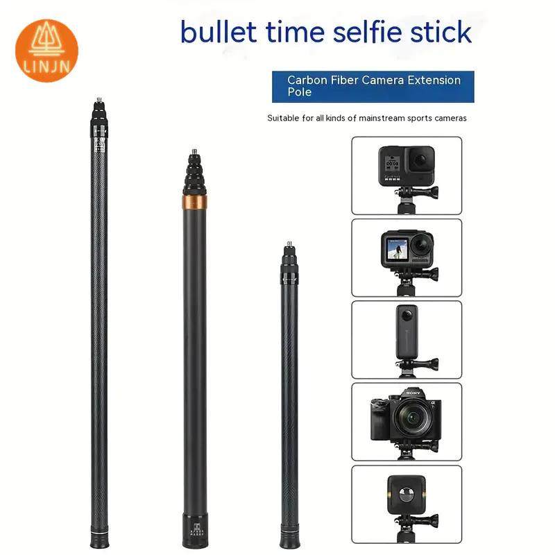 ไม้เซลฟี่คาร์บอนไฟเบอร์แบบขยายขนาด 300 ซม. สำหรับ Insta360 X5 X4 3 GO 3 Action 4 อุปกรณ์เสริมสำหรับไม้เซลฟี่ DJI OSMO Action5 Selfie Stick 3M