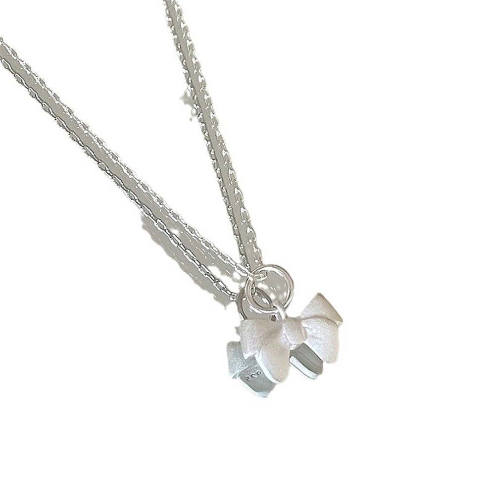 Retro Silver Matte Bow สร้อยคอน่ารักสำหรับสาวๆ Simple Clavicle Chain ของขวัญวันเกิดและ.party สไตล์เกาหลี ราคา ถูกที่สุด ดีลบีเคเค แกลเลอรีภาพที่ 9