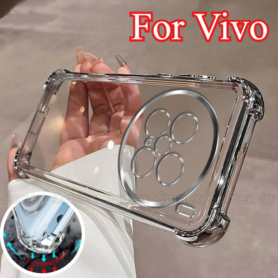 สําหรับ Vivo X200 Ultra Pro Mini FE เคสโทรศัพท์ Soft TPU ชุบปลอกโปร่งใส Anti Drop ถุงลมนิรภัยกันกระแ