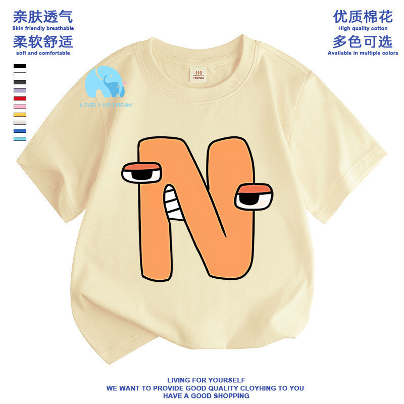 Alphabet Lore Baju Tshirt Budak Lelaki Cotton 100 Top Children T Shirt Korean Style Premium Round Ne