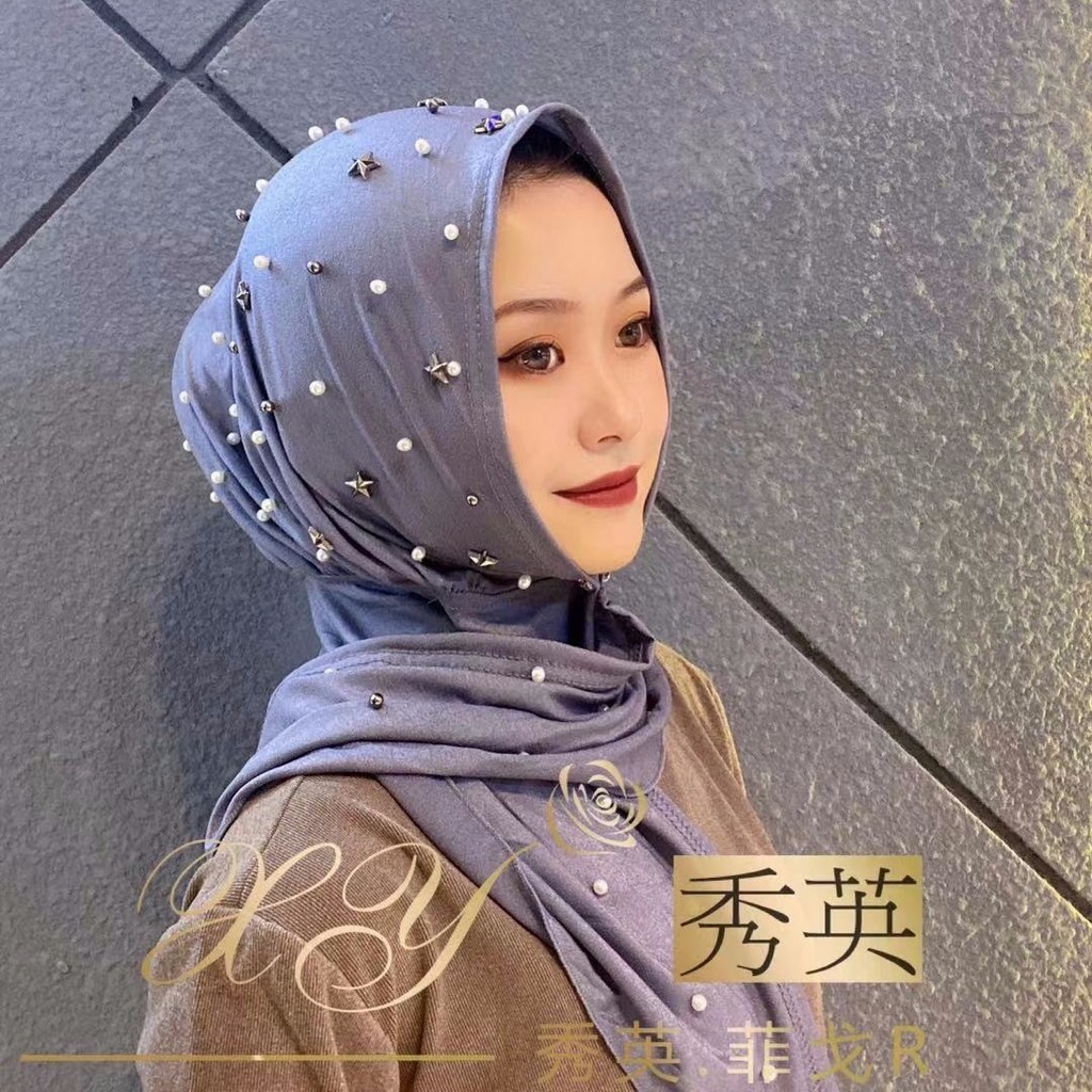 Tail Goods Great Treatment Xiuying Five-Star Nail Diamond Cover Headscarf Triangle Scarf Hat สะดวก C