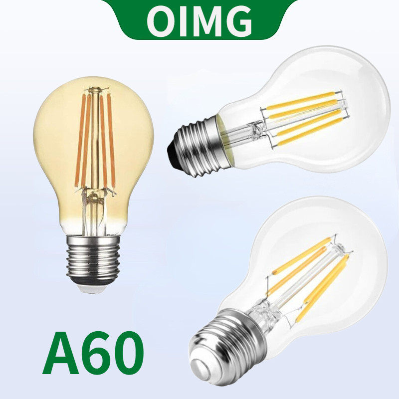Oimg E27 หลอดไฟ LED Edison Spiral Filament โปร่งใส/น้ําตาล A60 โคมไฟ 2W 4W 6W 8W 12W 16W เทียบเท่า 40W-100W โปร่งใสหลอดไส้ [ประหยัดพลังงาน A++]