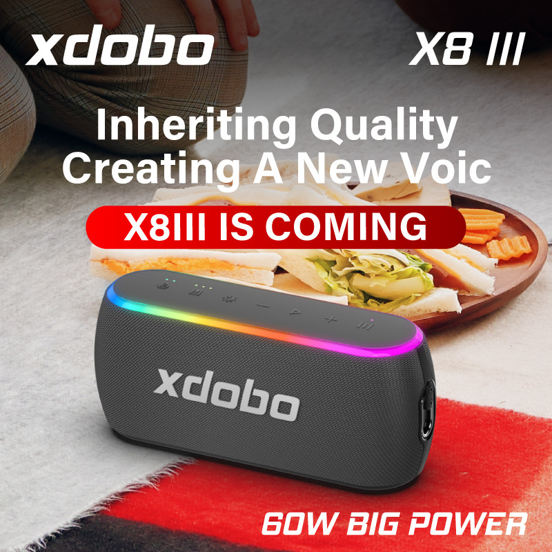 [NGUxNGUx]Xdobo ลำโพงบลูทูธ X8 III รุ่นใหม่ 60W กำลังขับสูง รองรับ TWS โหมดลำโพง IPX7 กันน้ำ RGB ไฟส