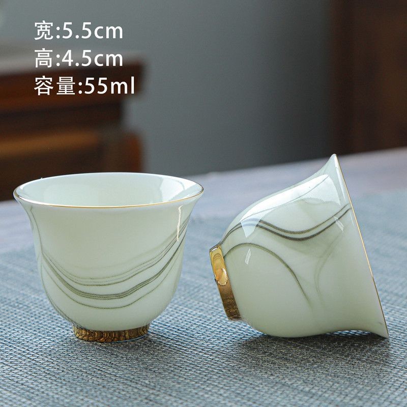 Dehua Ceramics, Lamb Fat, Jade White Porcelain ถ้วยชาขนาดเล็กในครัวเรือน Kung Fu Tea德化 Saku 白客小茶杯家用茶