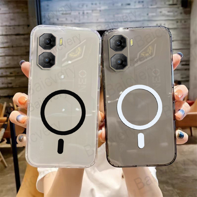 สําหรับ ZTE Nubia Neo 3 5G Z2464N โปร่งใสใสนุ่ม TPU ฝาหลังสติกเกอร์แม่เหล็ก