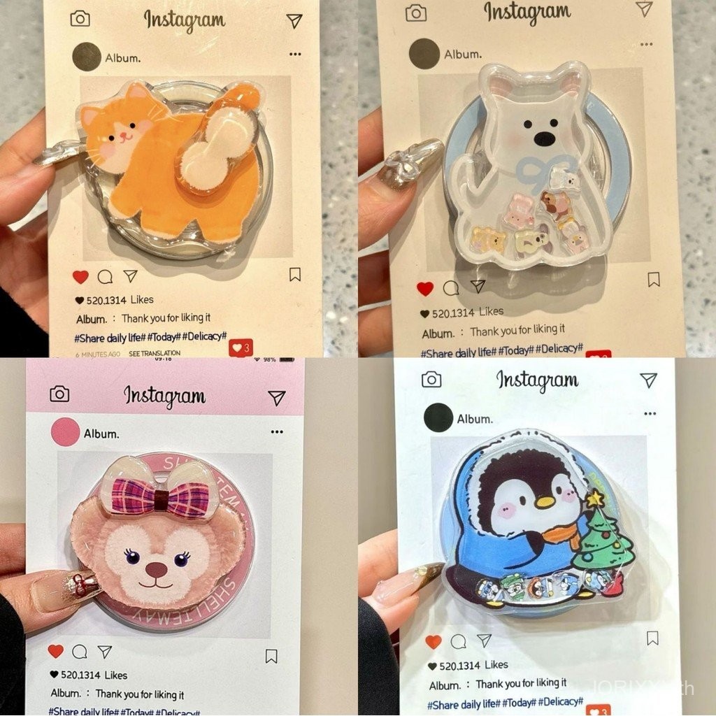 ของเล่นเขย่าการ์ตูนน่ารัก เข้ากันได้กับ KT เคสโทรศัพท์แม่เหล็ก MagSafe ขาตั้งแม่เหล็ก ดูดซับได้ แบบยืดหดได้ ใหม่ แบบมีถุงลม