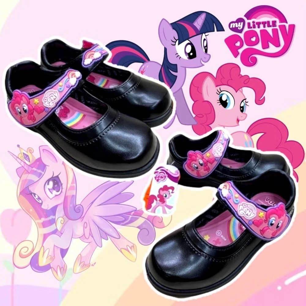 ADDA pony มีไฟ 💡รองเท้านักเรียนหนังดำโพนี่ รองเท้านักเรียนเด็กอนุบาลหญิง รุ่น 41C16