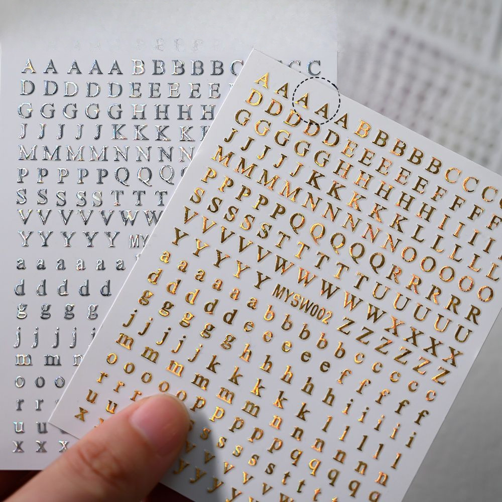 3 ชิ้นโลหะตัวอักษรสติกเกอร์เงิน/ทองตัวอักษร Self-Adhesive สติกเกอร์ Art Decals คู่มือ Deco สติกเกอร์ - รูปที่ 5