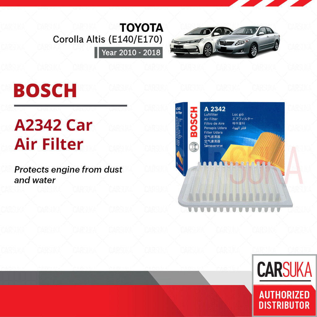 Bosch A2342 องค์ประกอบกรองอากาศเครื่องยนต์สําหรับ Toyota Corolla Altis 1.8 2.0 VVT-i E140 E170 (2010