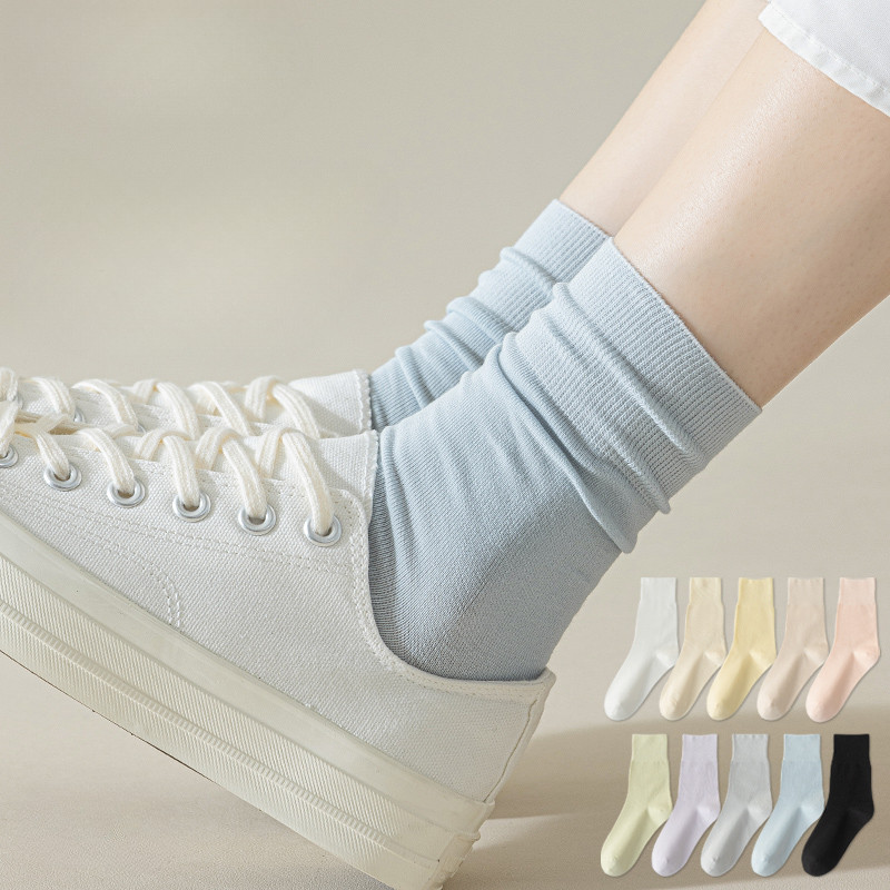 ถุงเท้าผ้าฝ้ายสำหรับผู้หญิง แบบบางหลวม สไตล์เกาหลี เหมาะสำหรับฤดูใบไม้ผลิและฤดูร้อน กันกัดที่บริเวณฝ่าเท้า