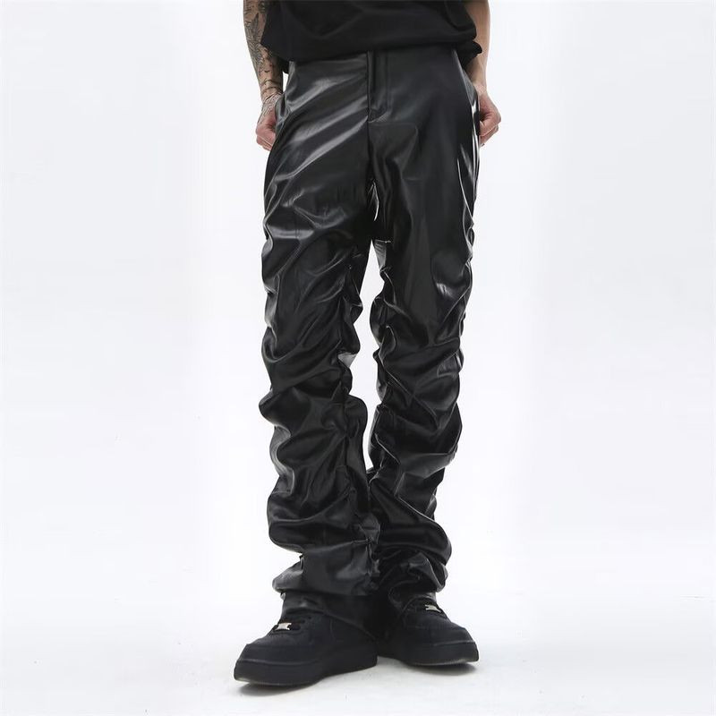 EERSHENSHI Harajuku Punk Design Glossy PU Leather Pants Men 'S National Fashion Japanese Style New Literary Trends Temperament