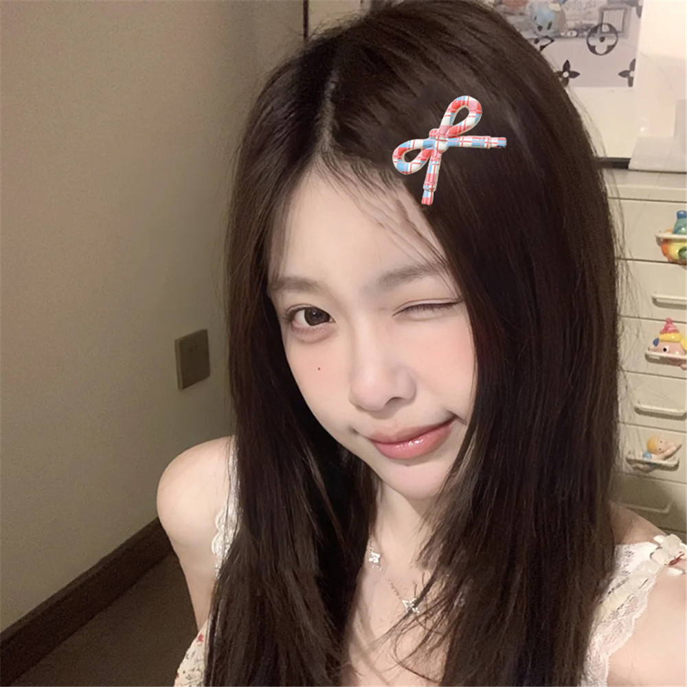 Ahellogirl مشبك شعر جانبي بفيونكة ملوّنة للغرّة — صورة 6