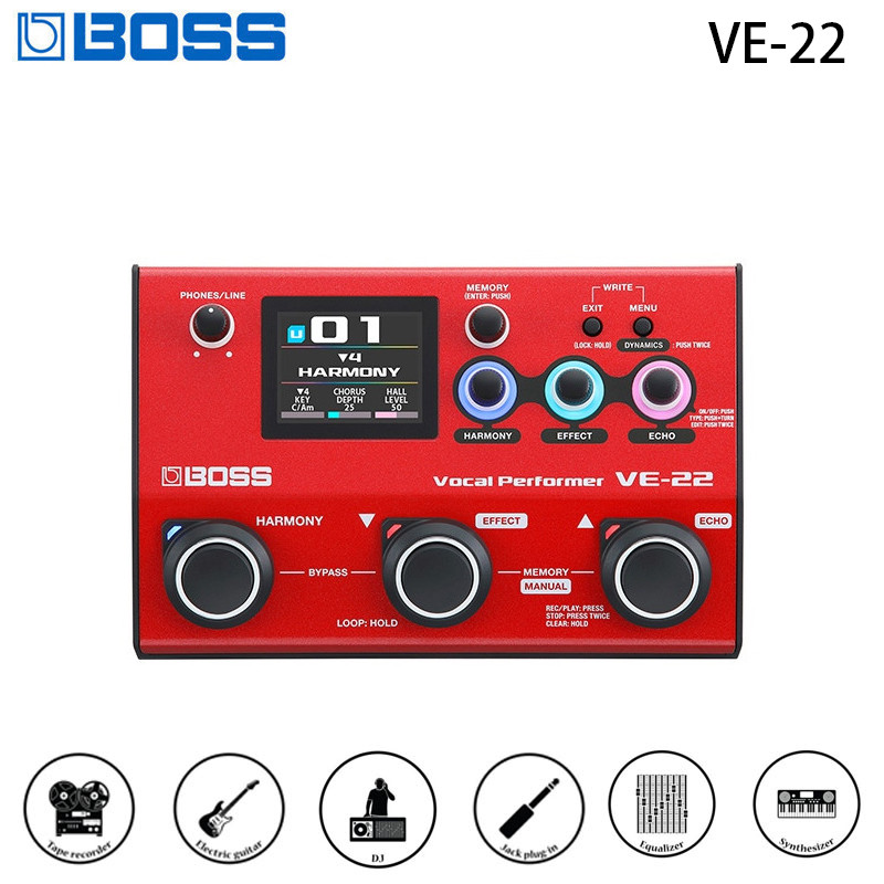 BOSS VE-22 เอฟเฟกต์เสียงร้องและแป้นเหยียบกีตาร์ Looper VE22