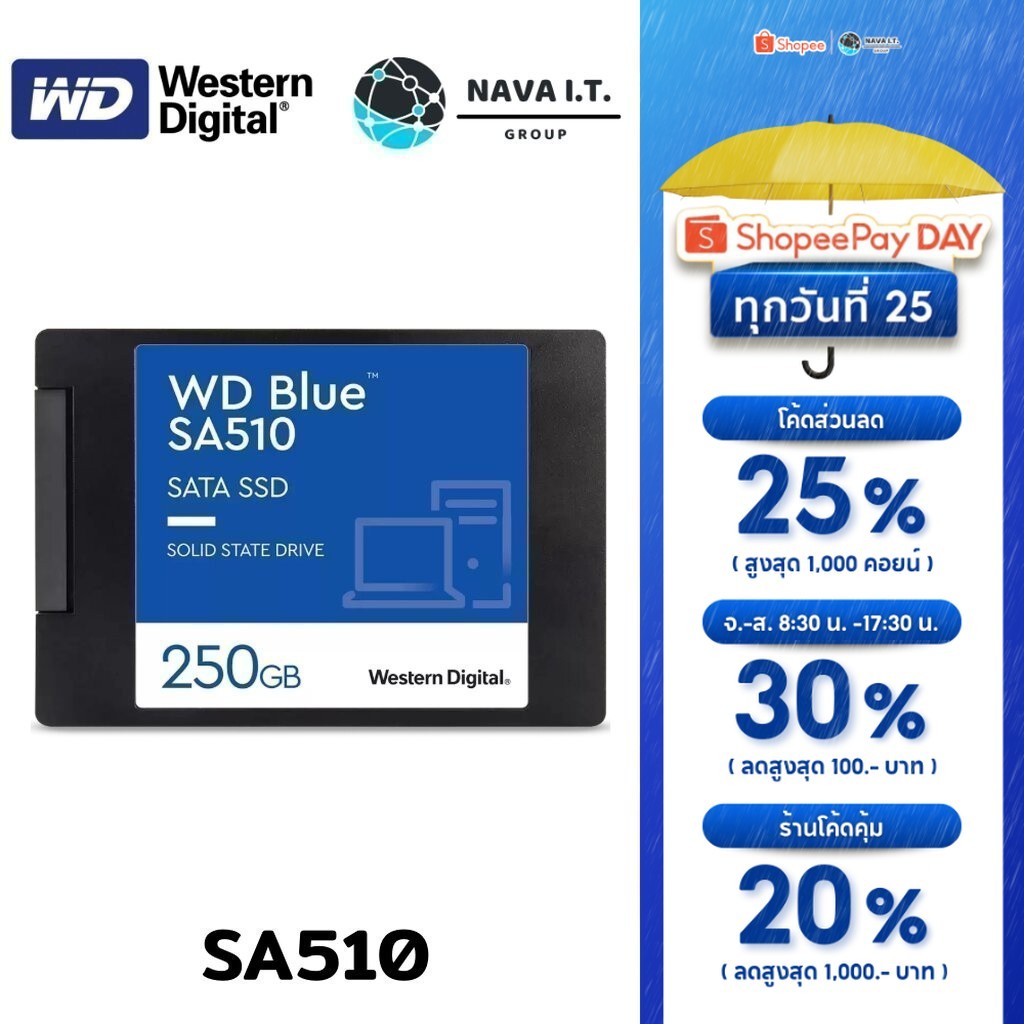 ⚡️กรุงเทพฯด่วน1ชั่วโมง⚡️ WD SSD SATA III WD BLUE SA510 250GB (WDS250G3B0A)