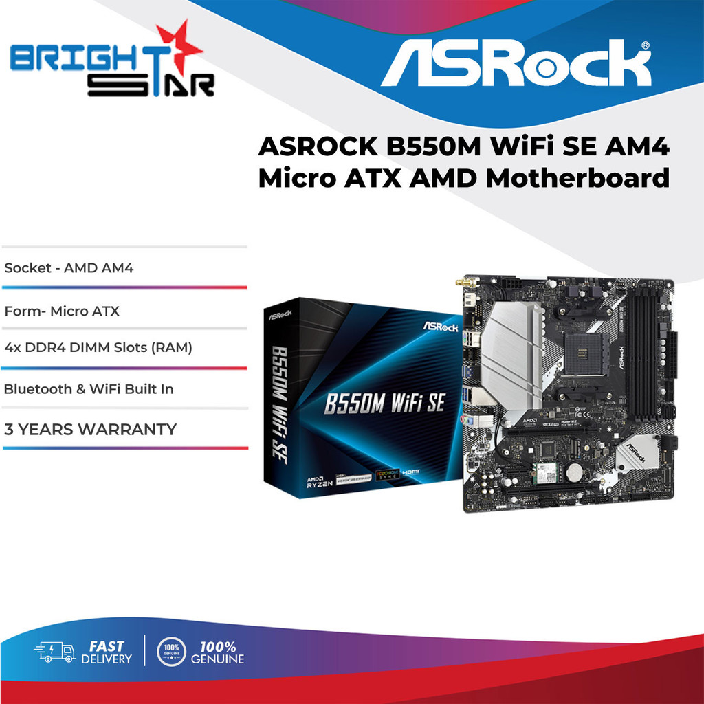 ASROCK B550M WiFi SE AM4 เมนบอร์ด Micro-ATX