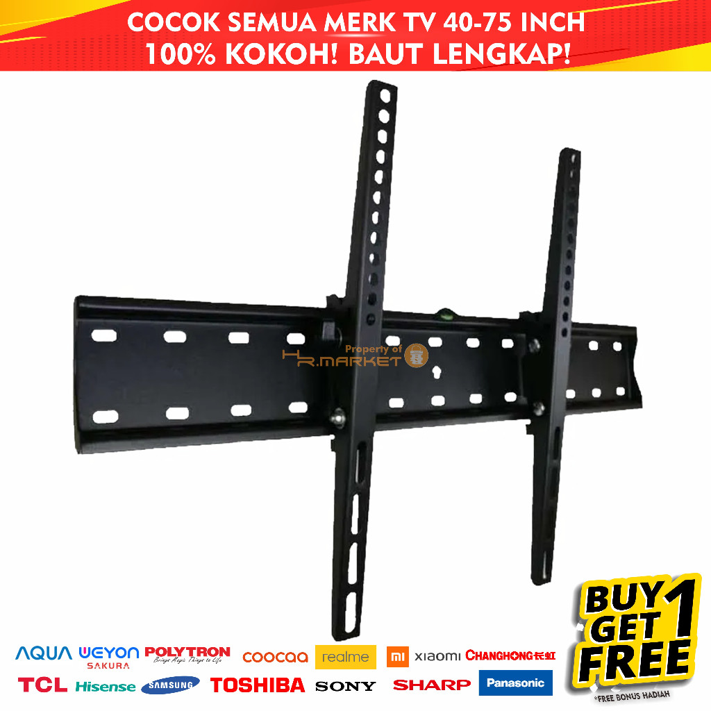 LED LCD TV Bracket 75 70 65 60 55 50 49 43 42 40 32 นิ้ว 32-75 In รับประกัน 2 Way Universal TV Brack
