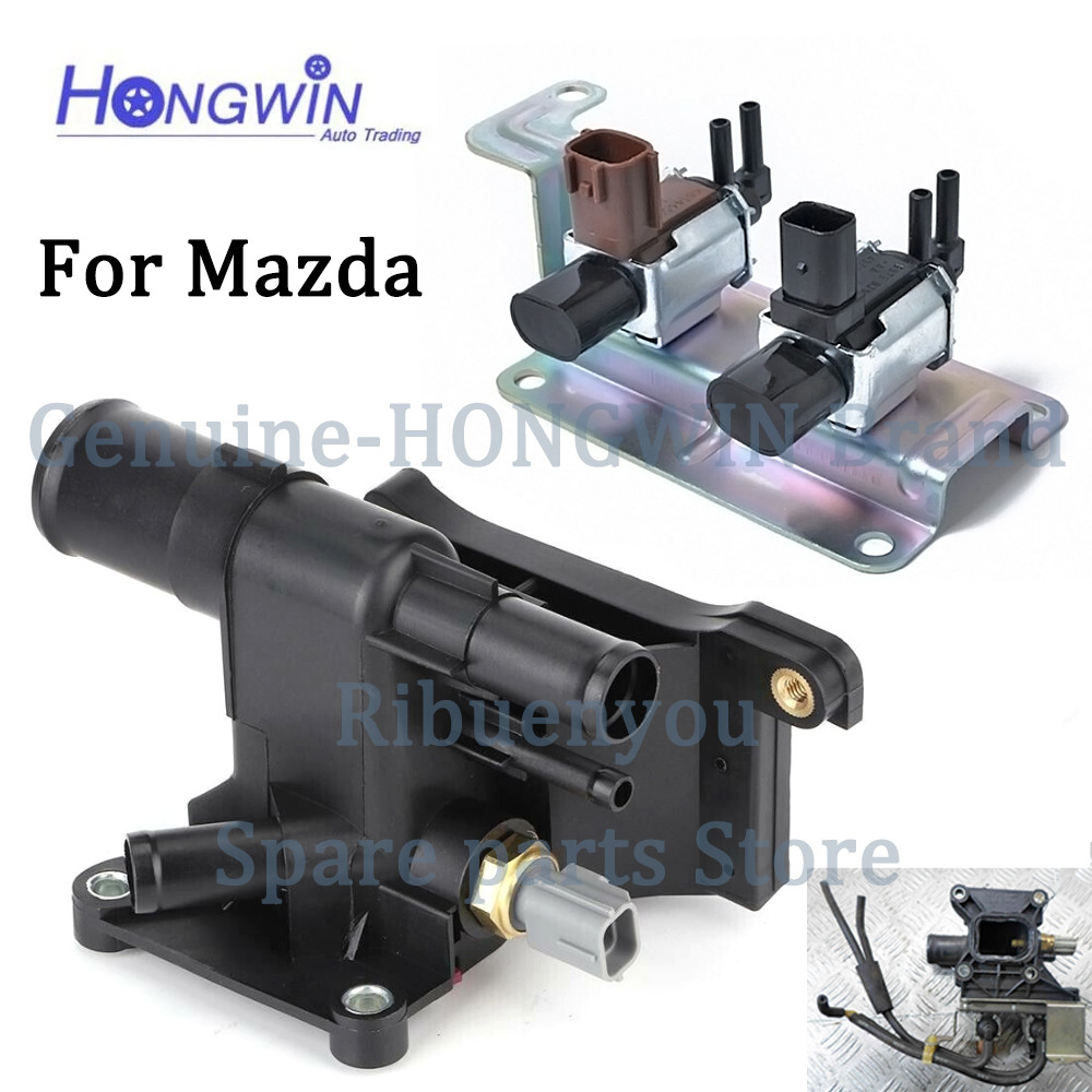 Cooling Thermostat Water Outlet Valve สําหรับ Mazda 3 (BL BK) 6 (GG GH GY) 5 CR CX-7 2.0 LF94-15-17Z