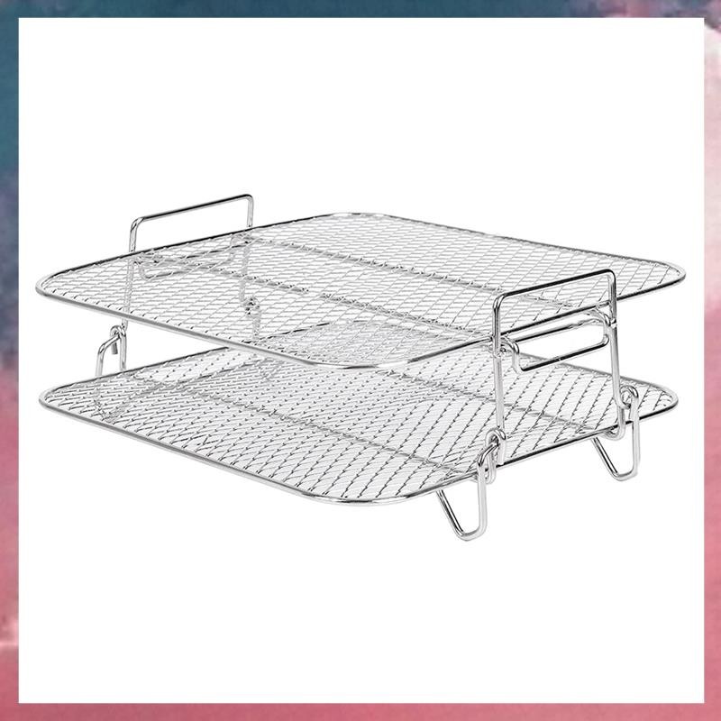 Air Fryer Rack สําหรับ 5.5L Air Fryer, 2 ชั้น Air Fryer Grill/ชั้นวาง/Dehydrator Rack Square , Air F