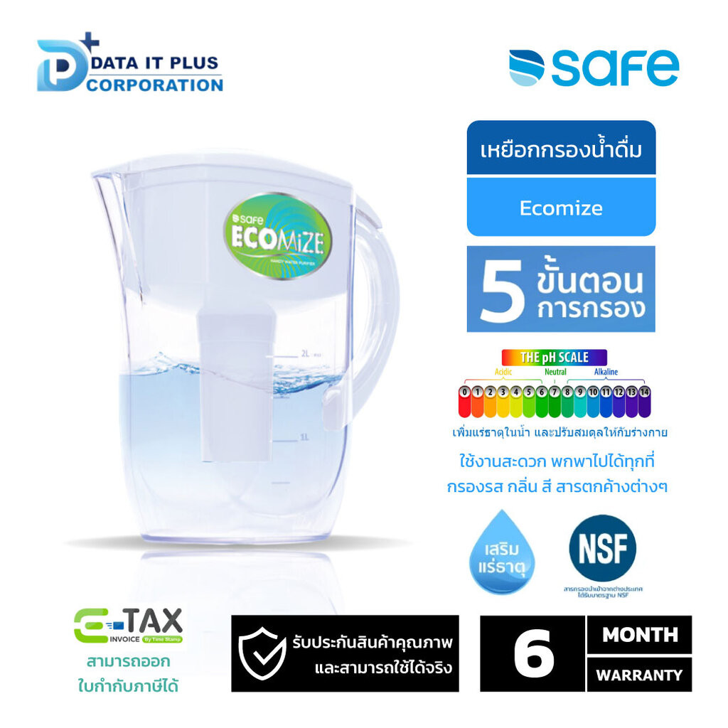SAFE เหยือกกรองน้ำดื่ม 6 ขั้นตอน รุ่น Ecomize