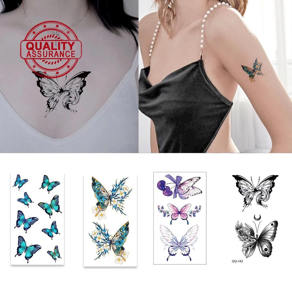 2024 กันน้ําแฟชั่น Tattoo Stickersbutterfly รูปแบบ Super กันน้ําชั่วคราว Tattoo J7V8