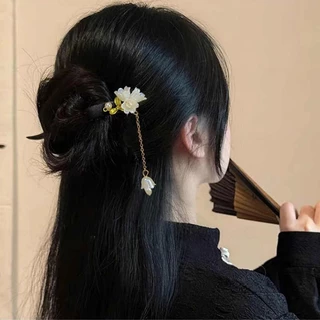 Antique Lily of The Valley ดอกไม้พู่ Hairpin ผู้หญิง High-end Hanfu ไม้จันทน์อุปกรณ์เสริมผม